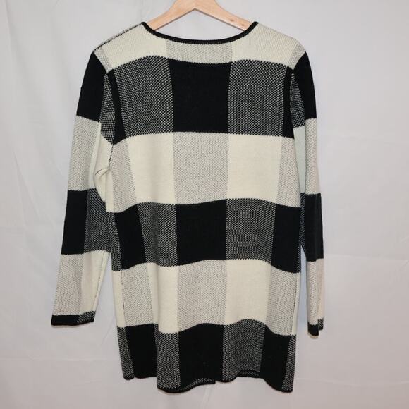 Nicole Alexander Sz M Sweater Jacket, Black White Tunic Snap closure Buttons - Picture 7 of 16